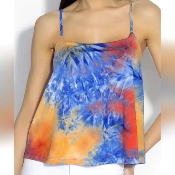Susana Monaco -1523 NWT Tie Dye Multicolor Orange Blue Tank Top Women's XS - Picture 2 of 10
